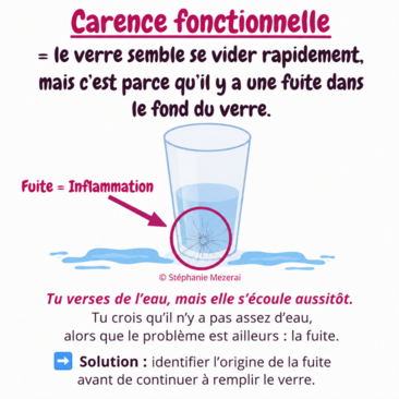Schéma d'un verre percé expliquant le principe de la carence fonctionnelle