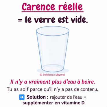 schéma d'un verre vide expliquant une carence nutritionnelle réelle